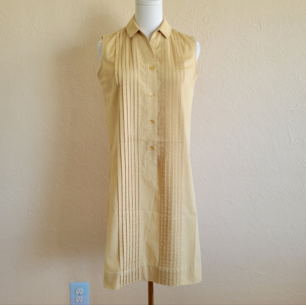 Lady Van Heusen Vanopress | Vintage Beige Sleeveless Shirt Dress